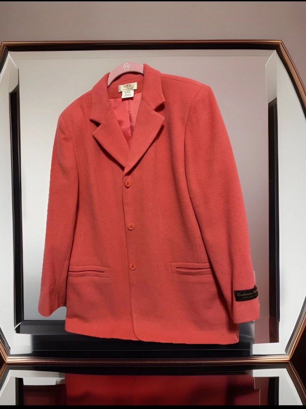 NWT Vintage HB II by Harve Benard Coral Cashmere Wool Blazer 12 Italy Fabric - Picture 5 of 16